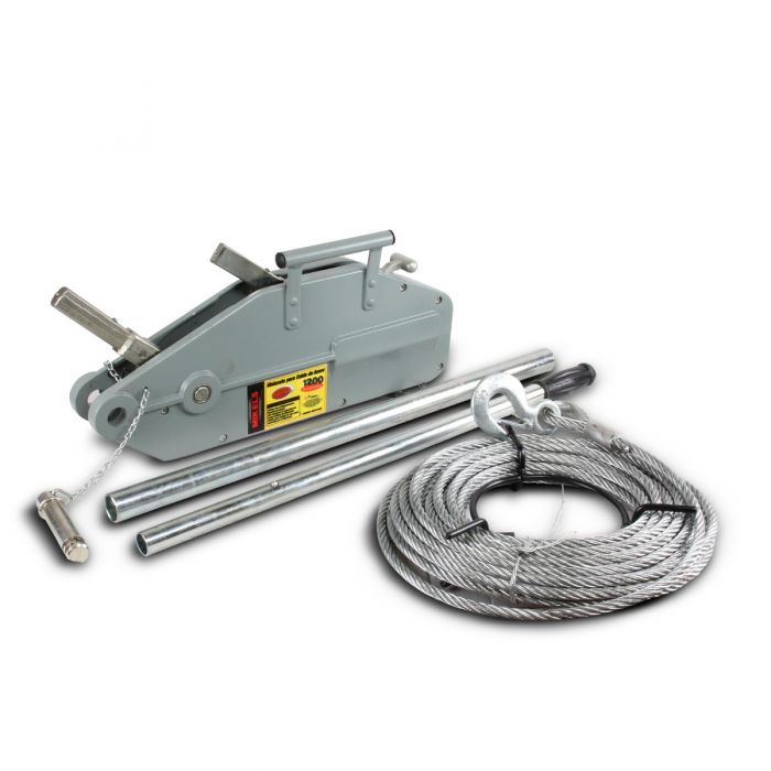 Malacate tirfor 2400 Kg ancho cable 8mm x 20m